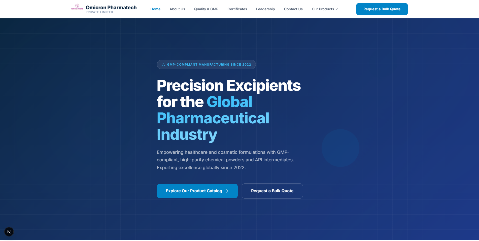 Omicron Pharmatech Website